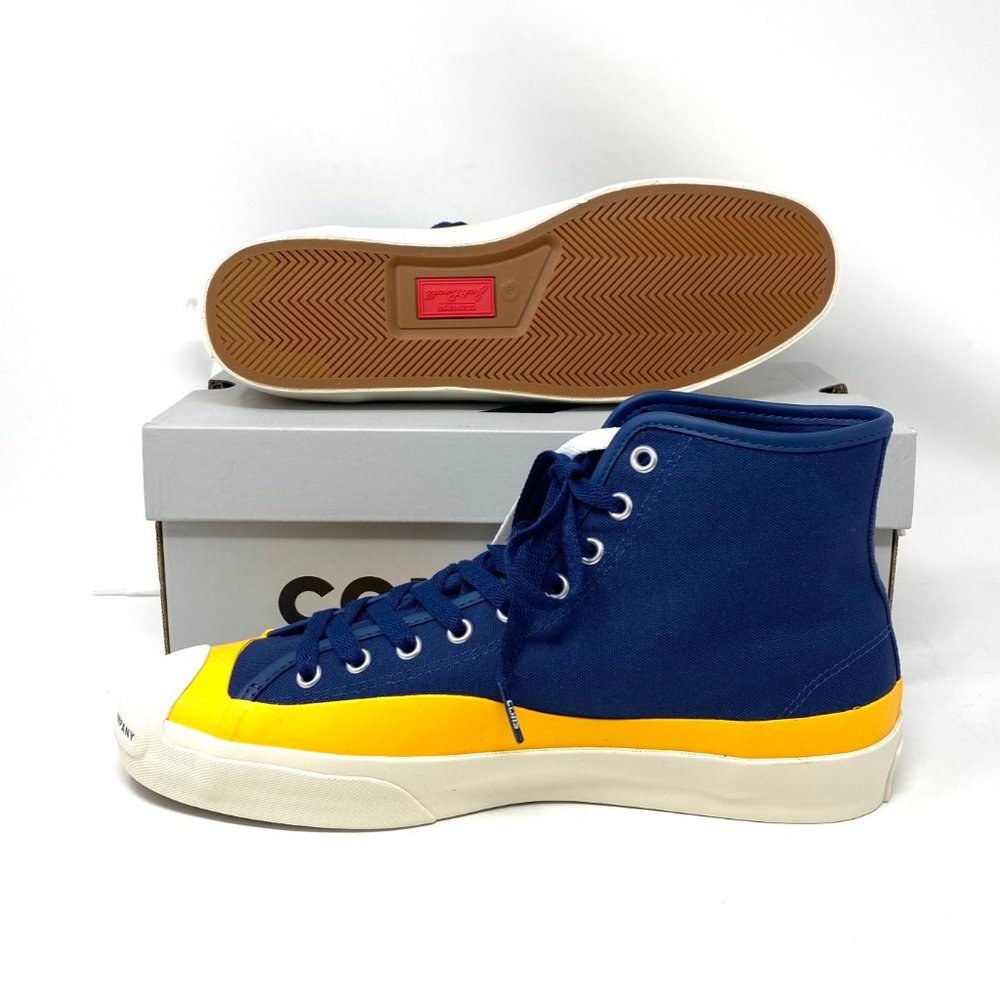 CONVERSE Mens 169006C JACK PURCELL PRO P Navy Citrus Egret Canvas Hi Top Sneaker - Picture 2 of 12